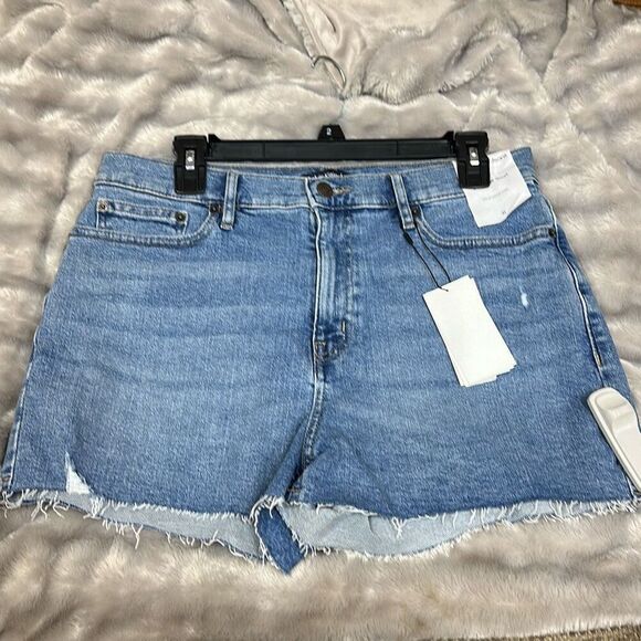 Calvin Klein Jeans High Rise Raw Hem Shorts Blue B4HP (Regular 31) - Picture 2 of 3